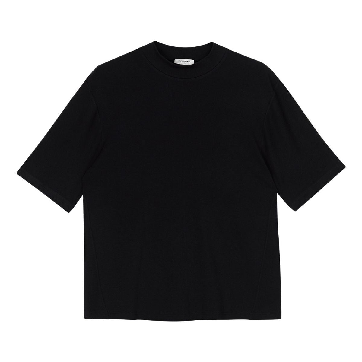 Simple Project Merino Wool Mock Neck T Shirt in Black