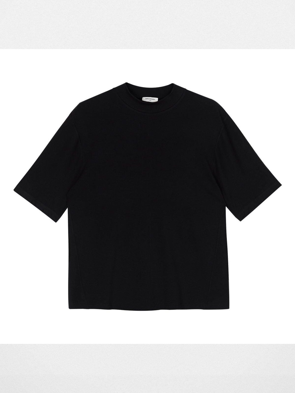 Simple Project Merino Wool Mock Neck T Shirt in Black