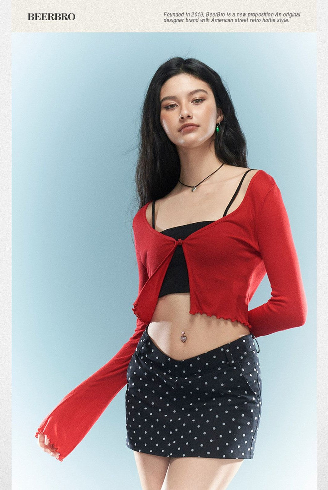 BeerBro Tailored Polka Dot Mini Skirt in Black - On Model