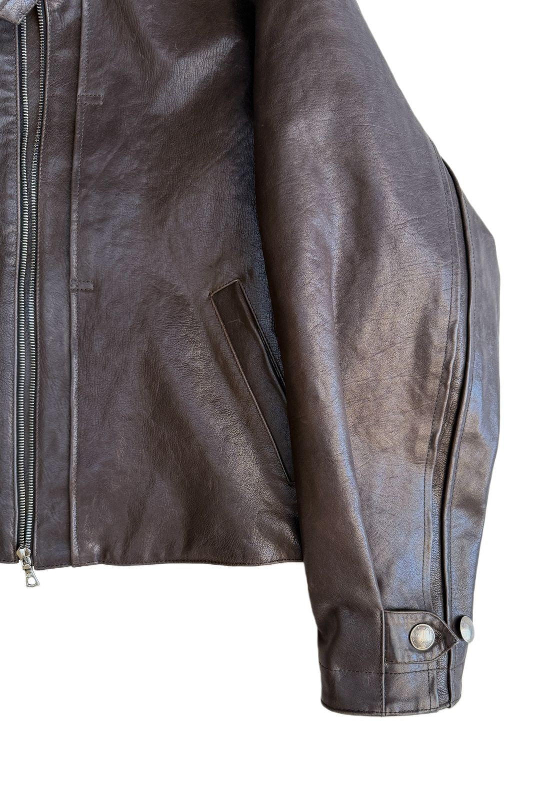 UNKNOWNWORLD Vegetable Tanned Horsehide Ranger Jacket in Brown - Detail