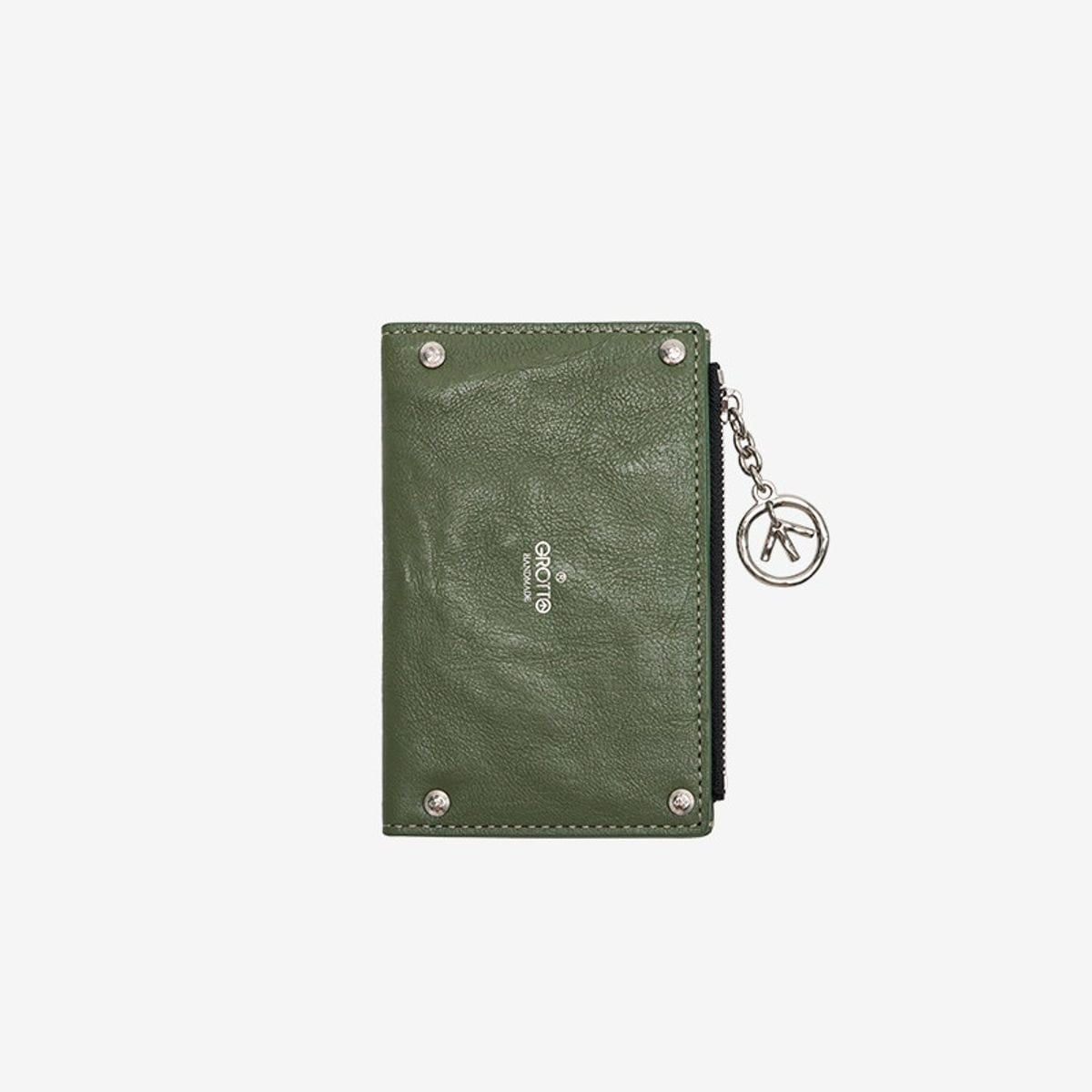 Grotto Vegetable Tanned Sheepskin Card Holder in Olive