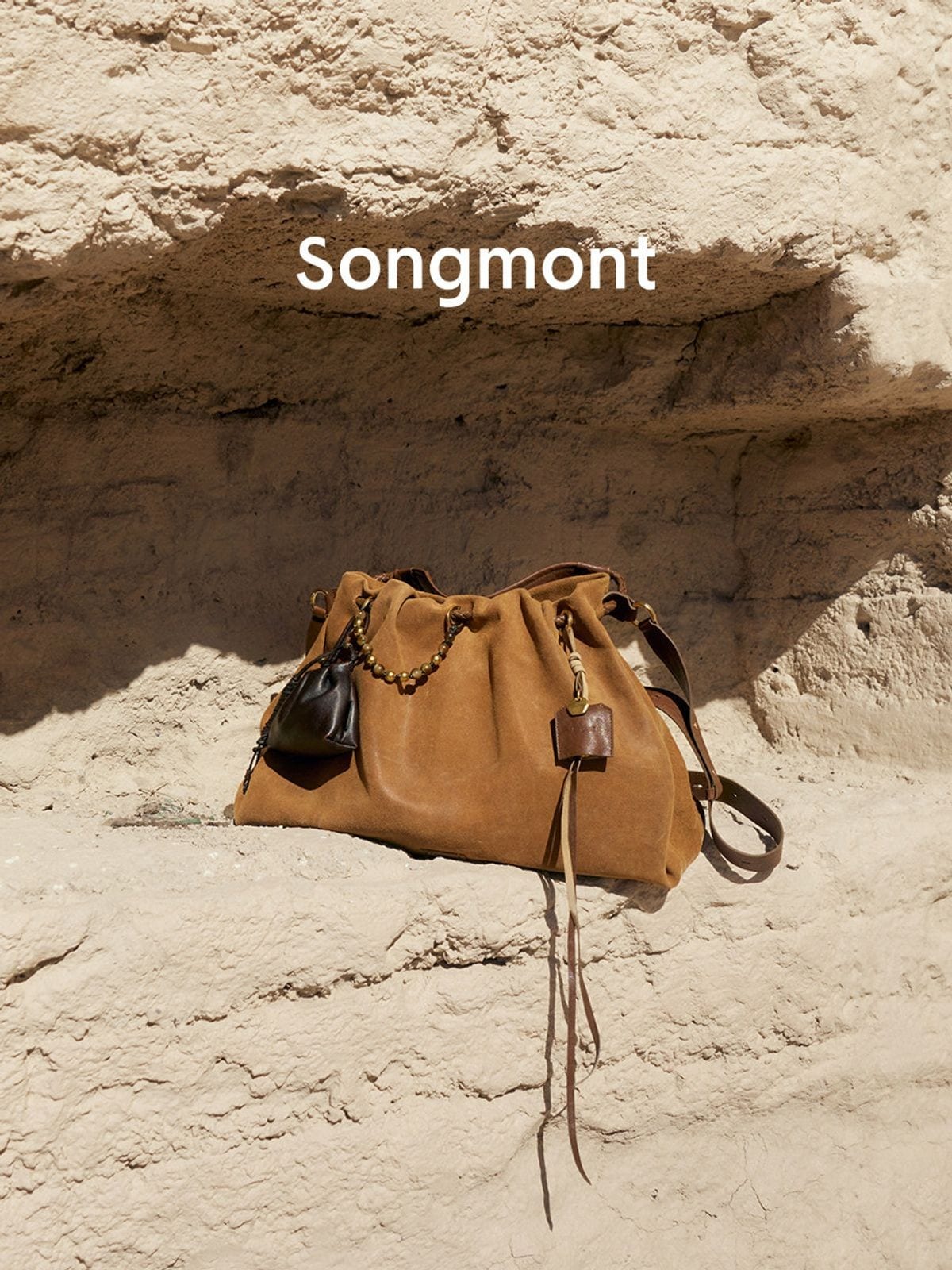 Songmont Suede Baina Hobo Bag in Brown - Lifestyle