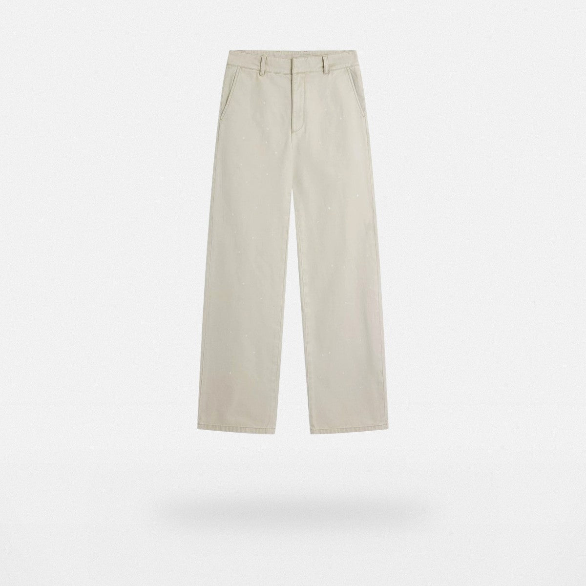 Alright Then Washed Canvas Splatter Pants in Beige