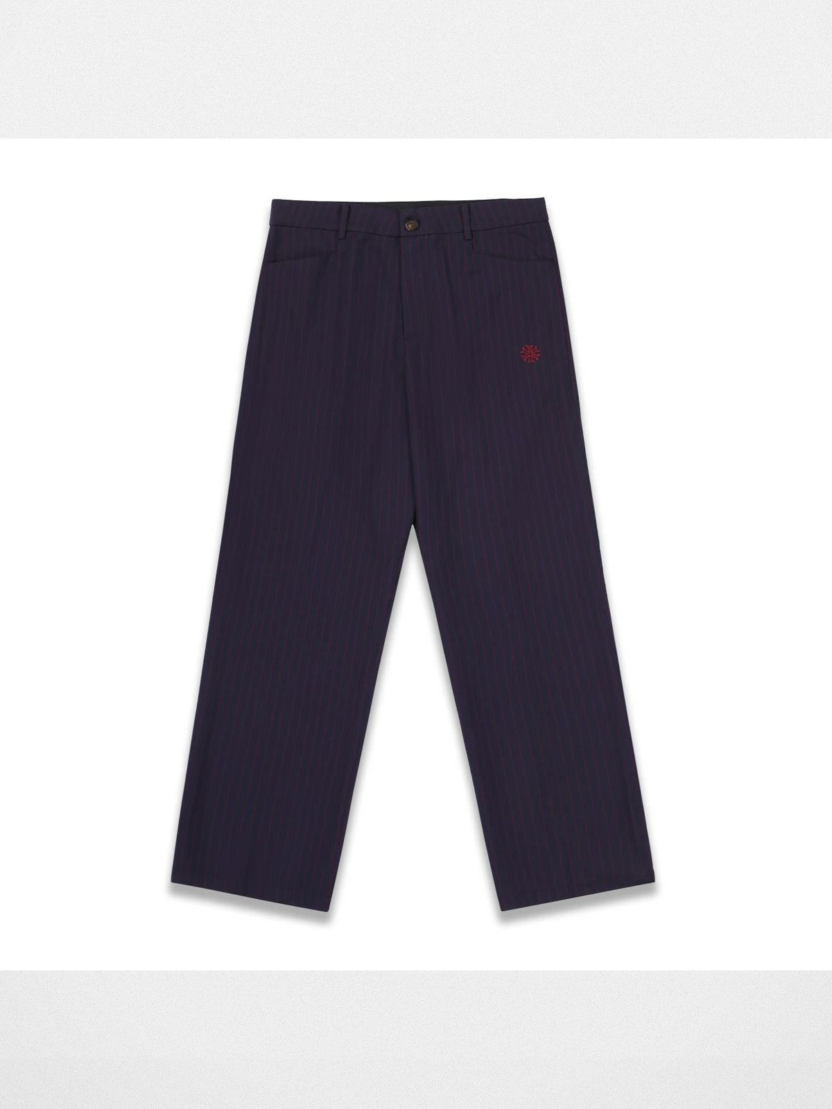 SOD Melvins Embroidered Pinstripe Trousers in Navy Blue