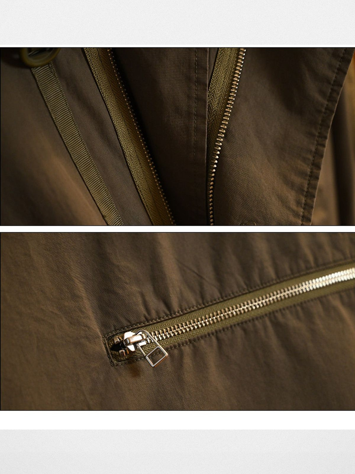 Roolrren Homme Cropped Cotton Flight Jacket in Olive - Detail