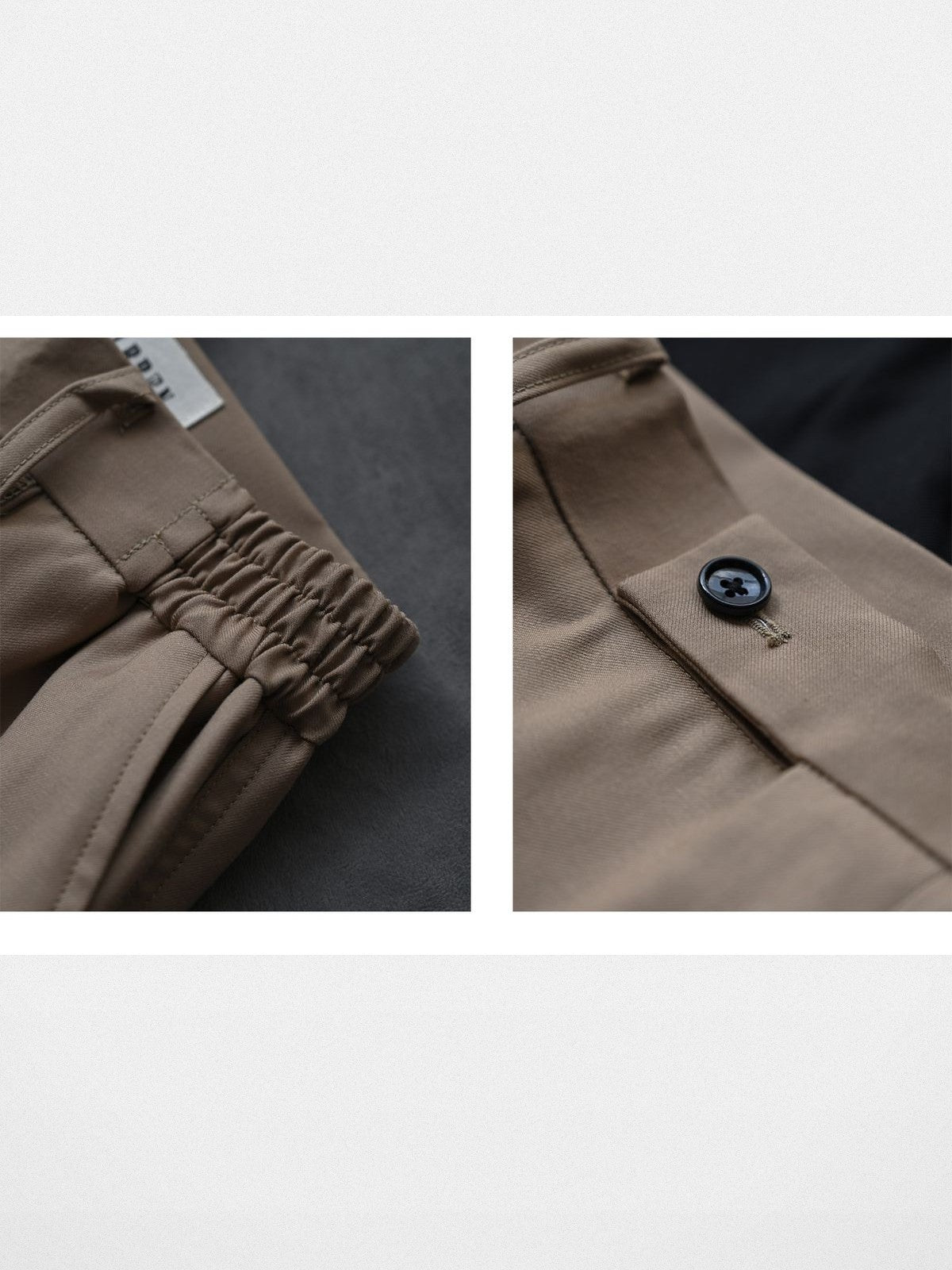 Roolrren Homme Heavyweight Cotton Wide Leg Trousers in Beige - Detail