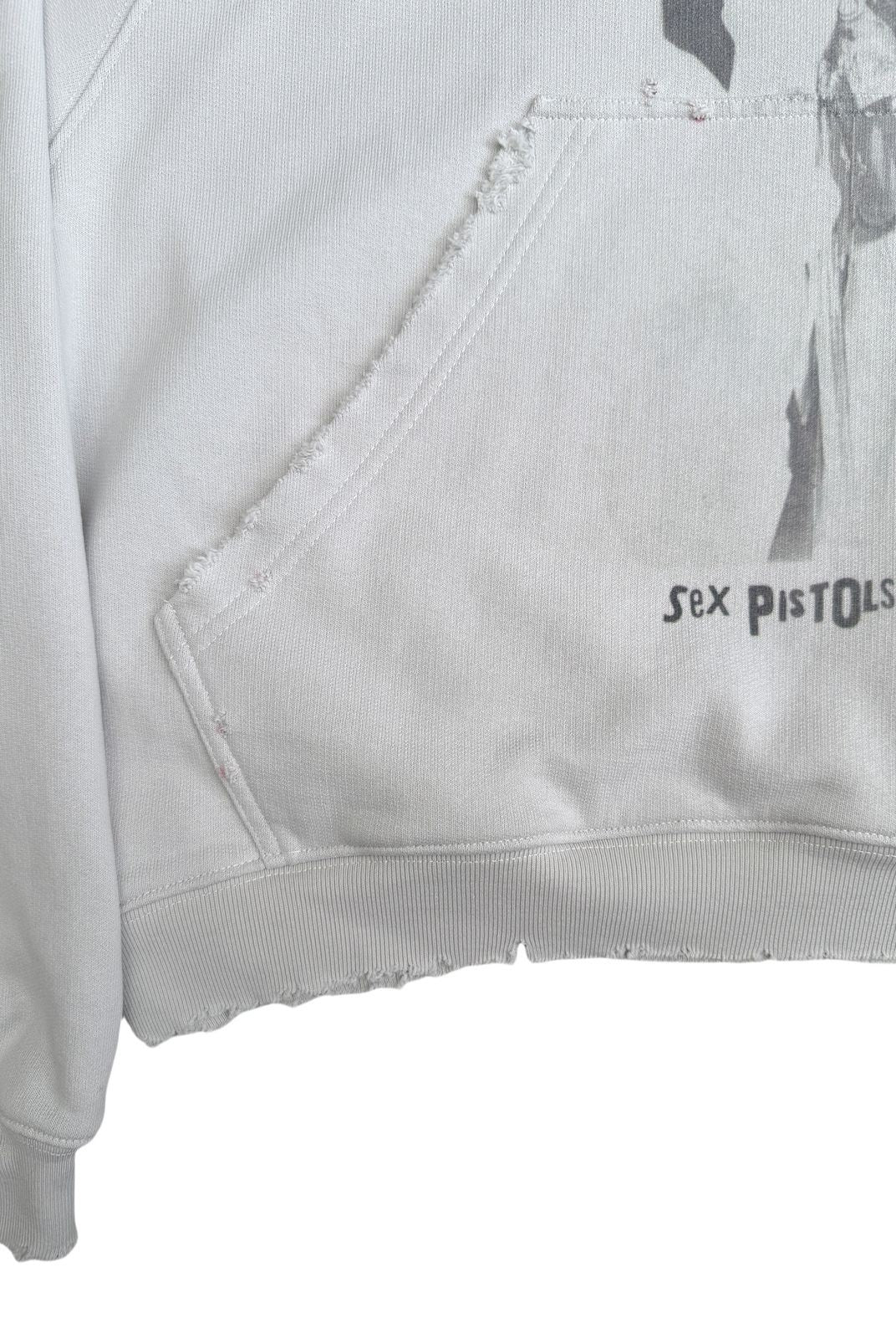 UNKNOWNWORLD Distressed Punk Print Hoodie in Gray - Detail