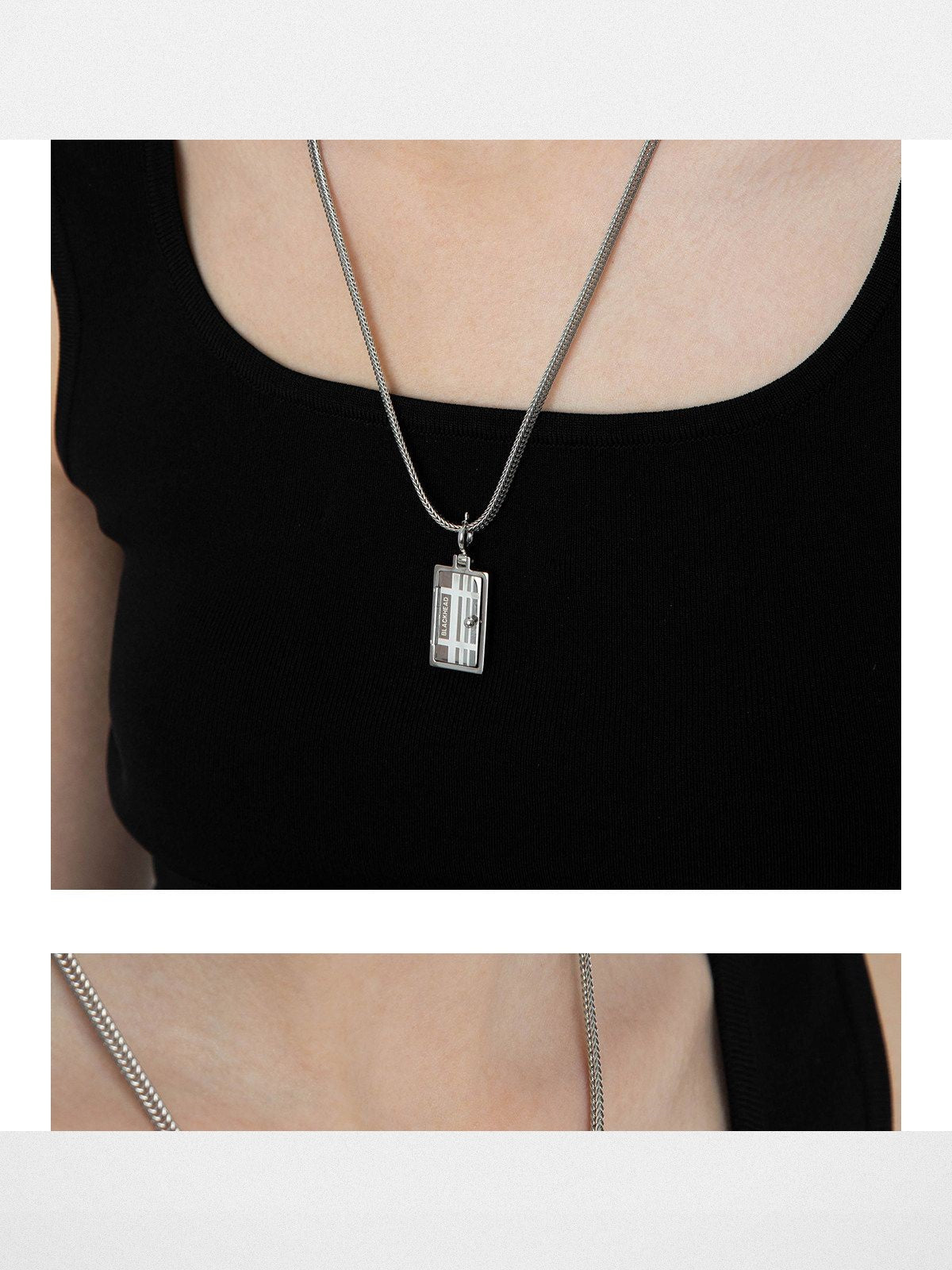 BLACKHEAD 316 Steel Pendant Necklace in Silver - On Female Model