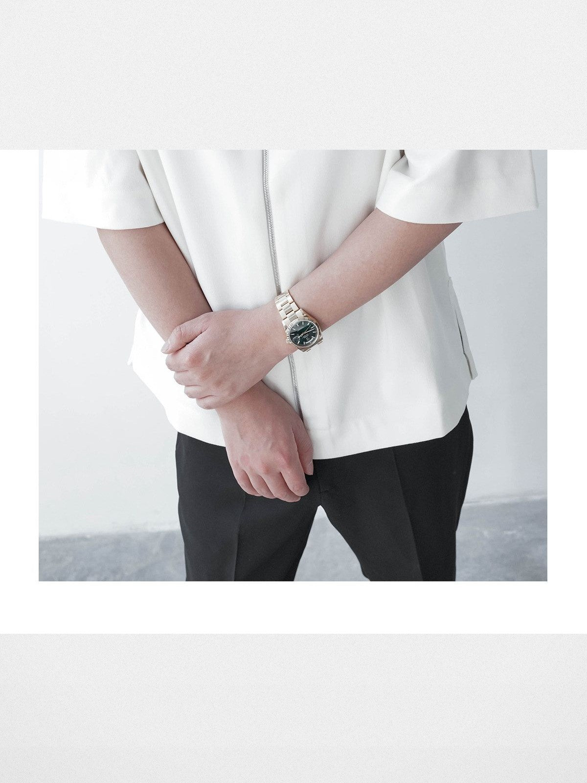 Roolrren Homme Worsted Wool Zip Up Shirt Jacket in White - On Model