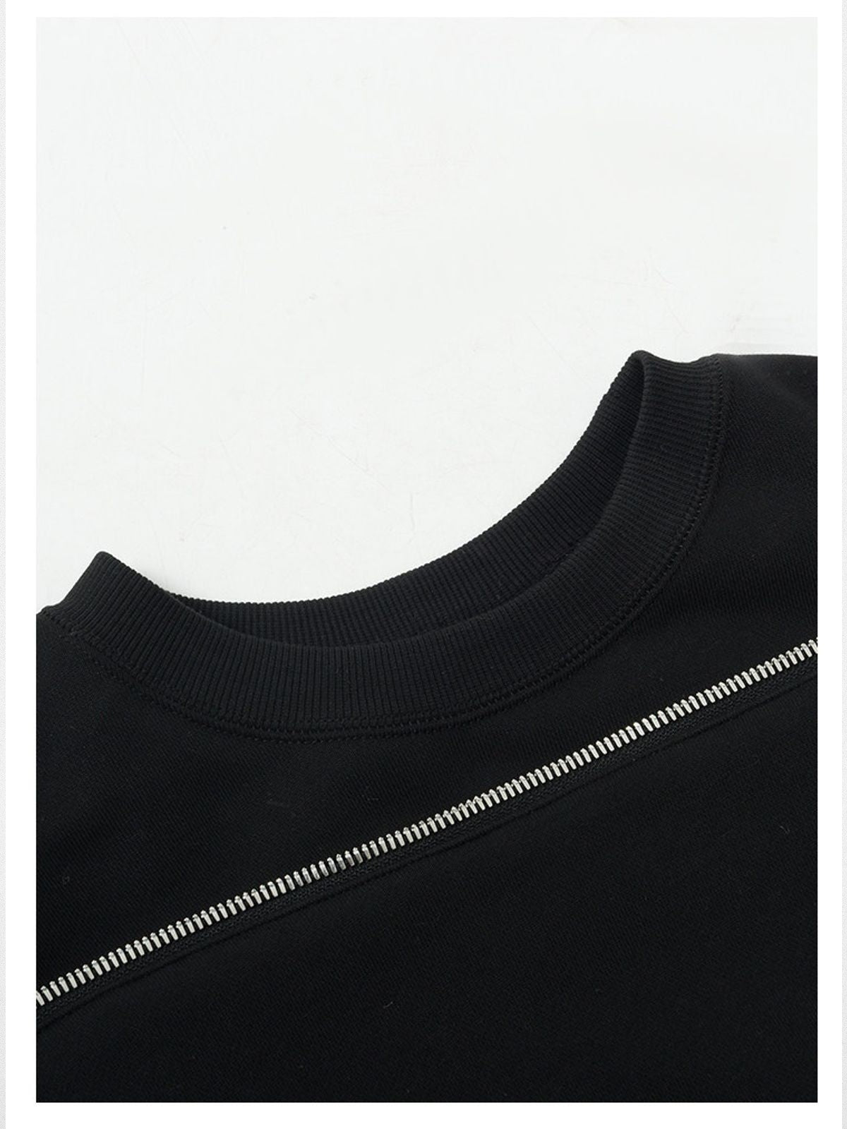Roolrren Homme Heavyweight YKK Zip Sweatshirt in Black - Detail