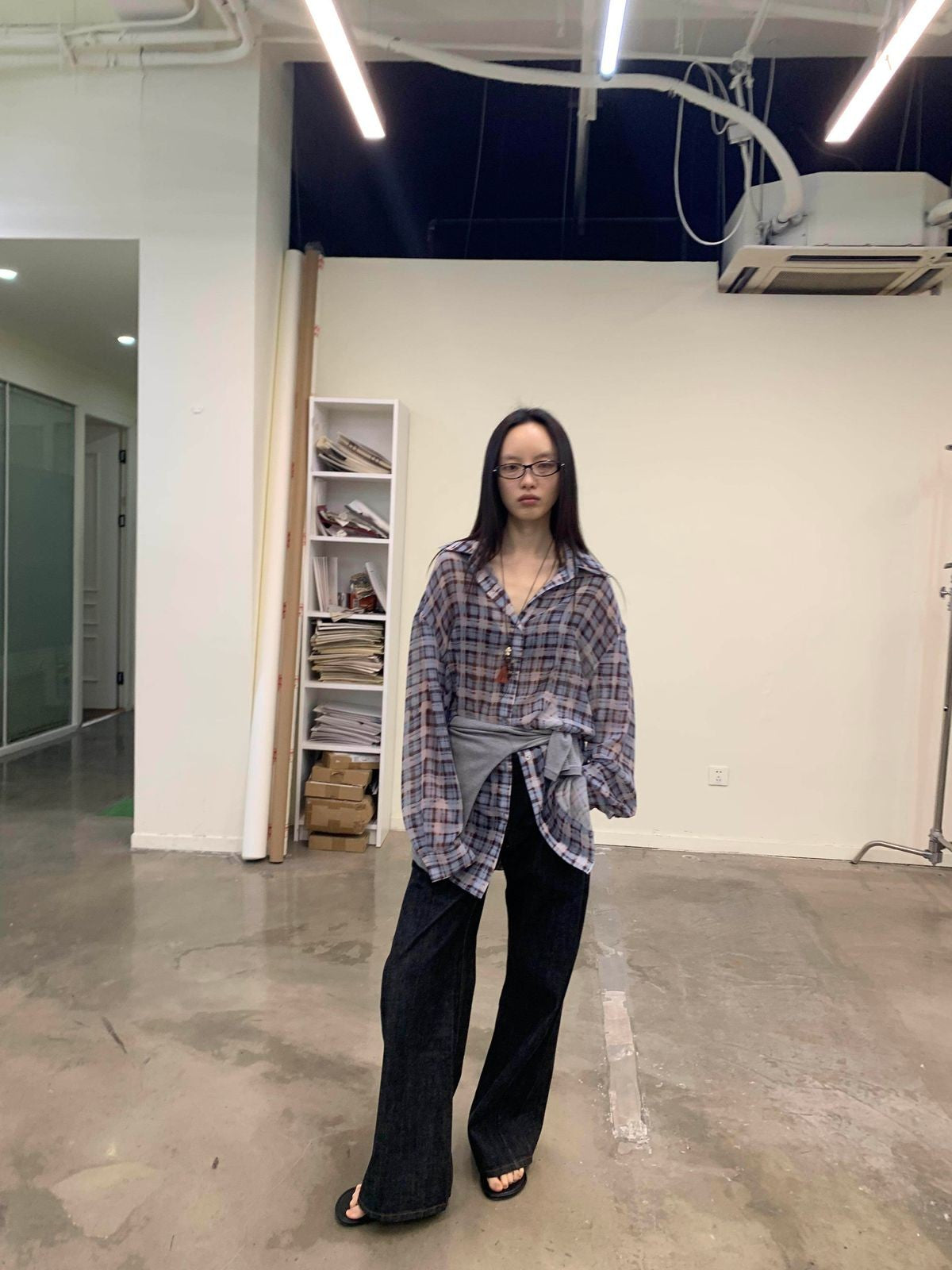 NeverSeez Curved Leg Selvedge Jeans in Raw Indigo - On Model