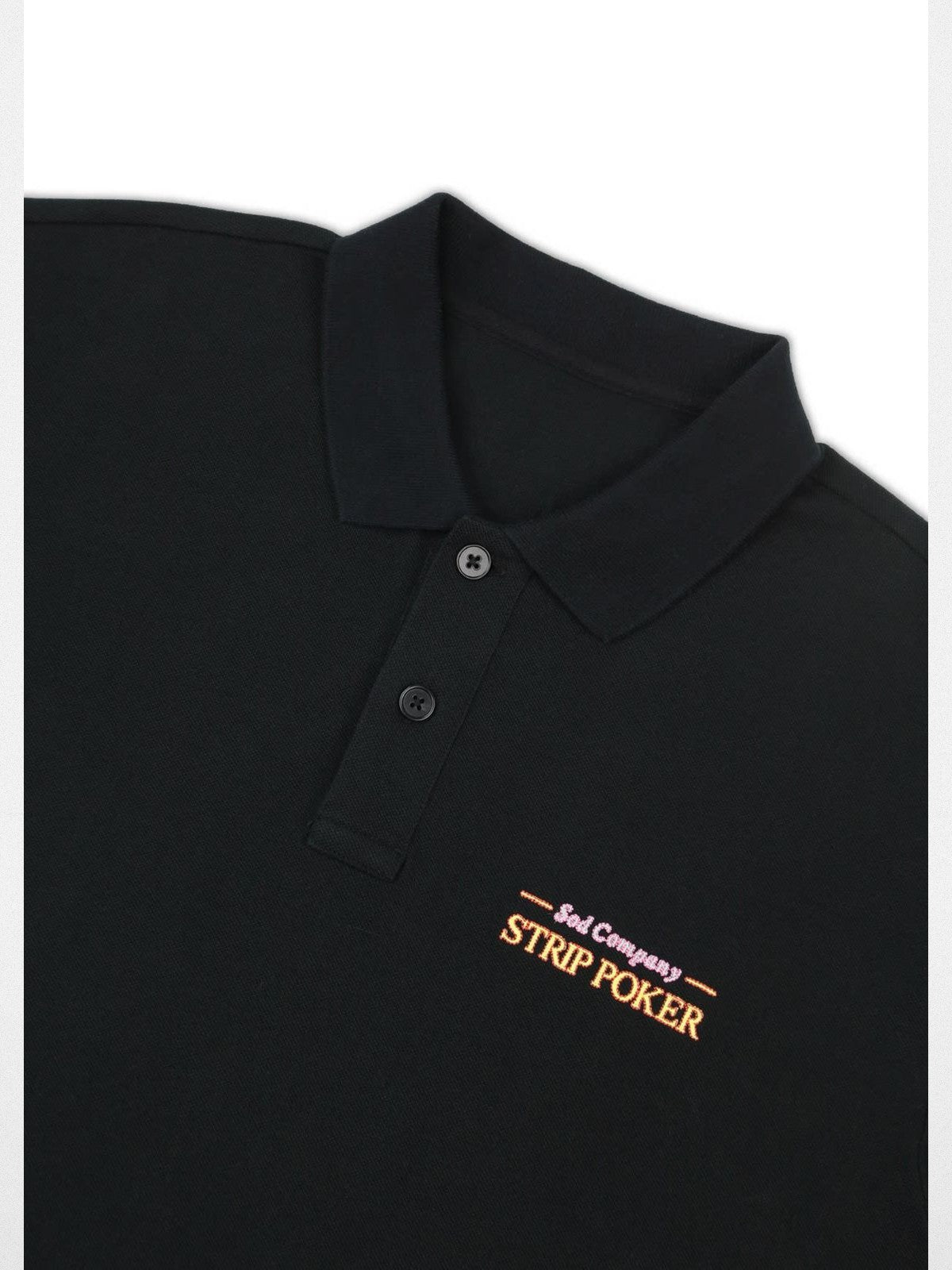 SOD Strip Poker Graphic Cotton Polo in Black
