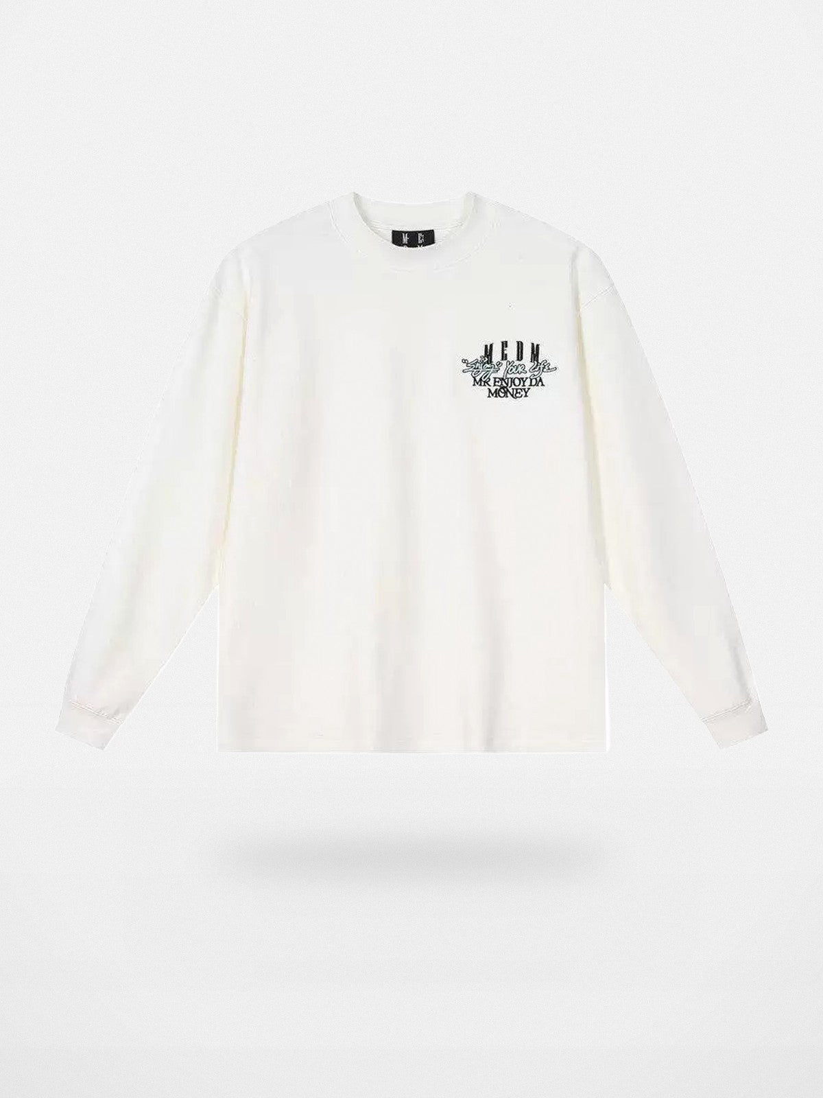 MEDM German Velvet Thermal Crewneck in White