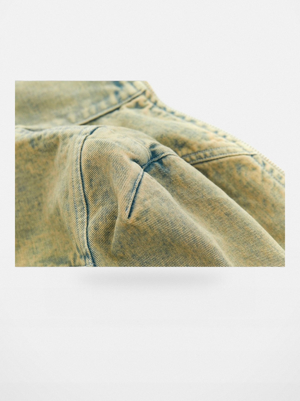 Amee Cropped Zip Up Denim Jacket in Green - Detail