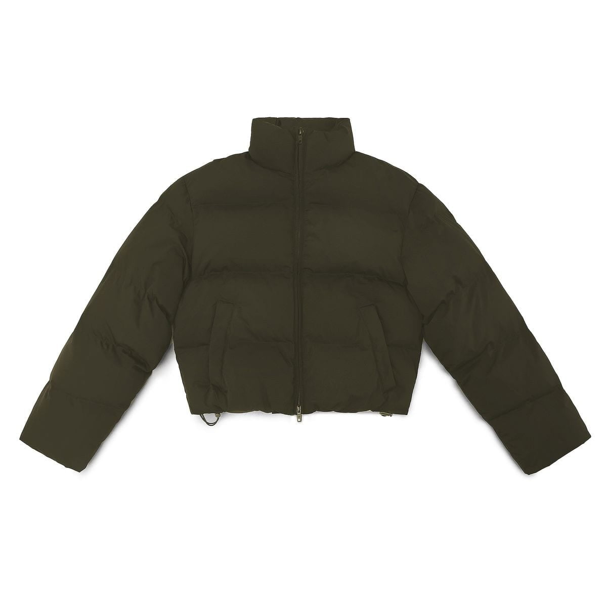 MasonPrince Cropped Down Puffer Jacket in Olive