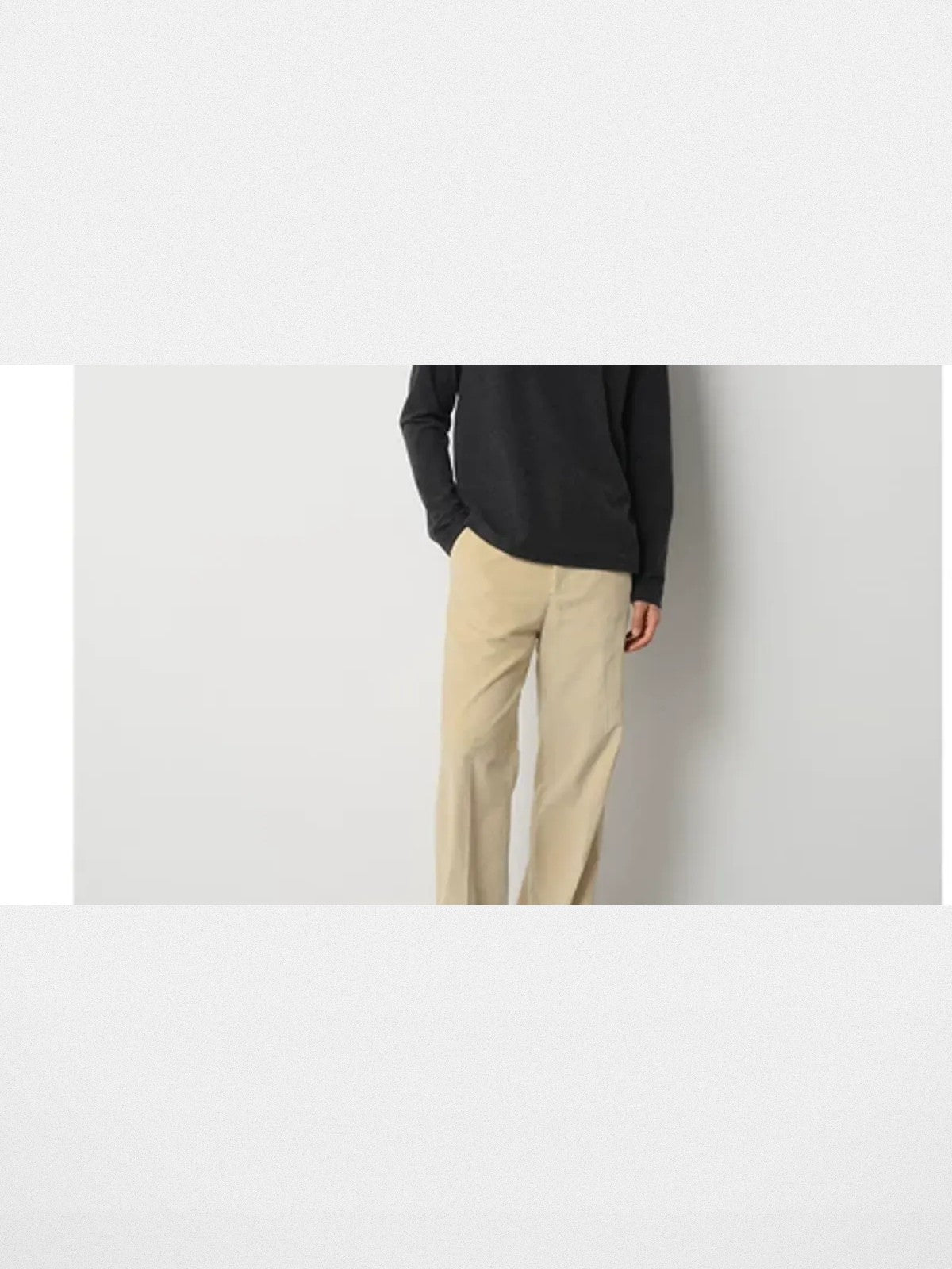 ROYA Merino Cotton Blend Mock Neck in Heather Gray - On Model