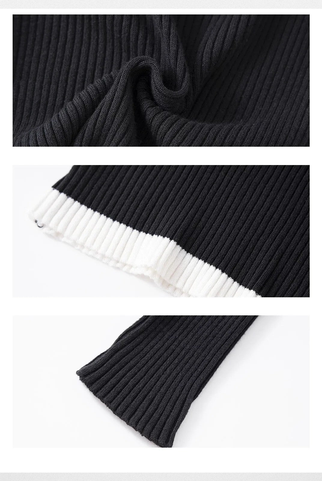 ARISEISM Mock Layer Ribbed Knit Top in Black
