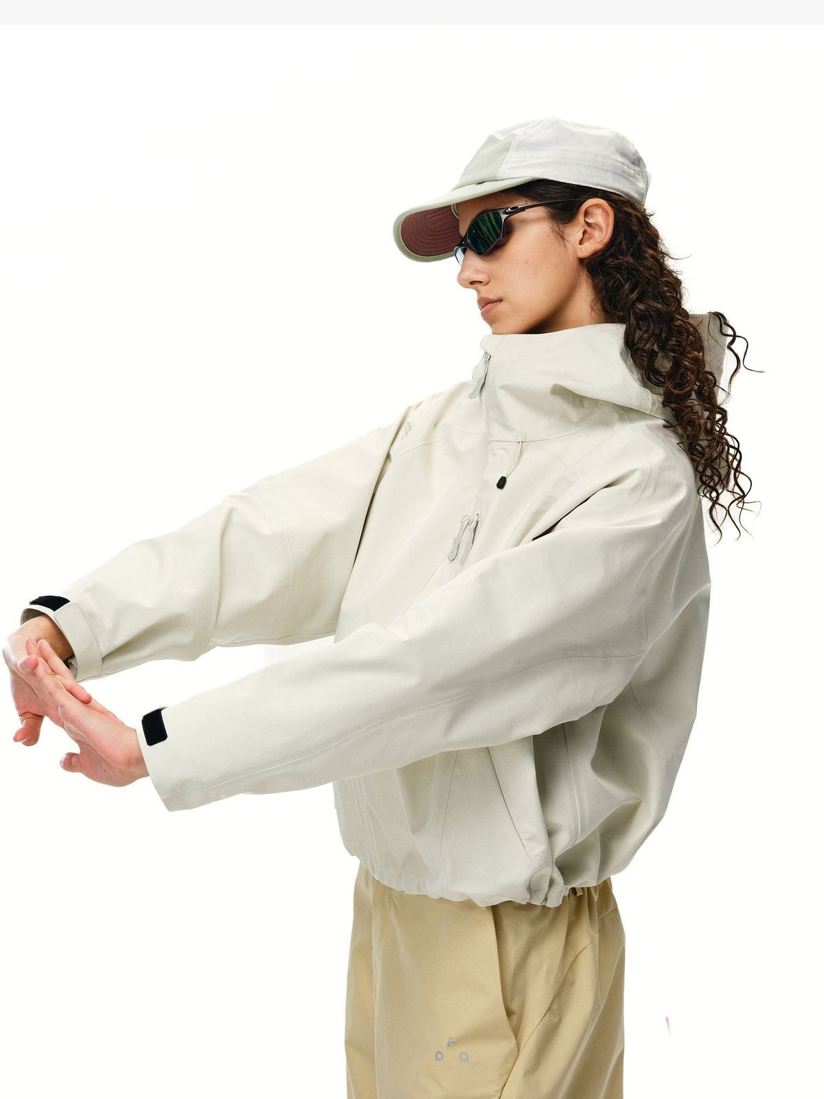 FPA Cropped Waterproof Hard Shell in White - On Model