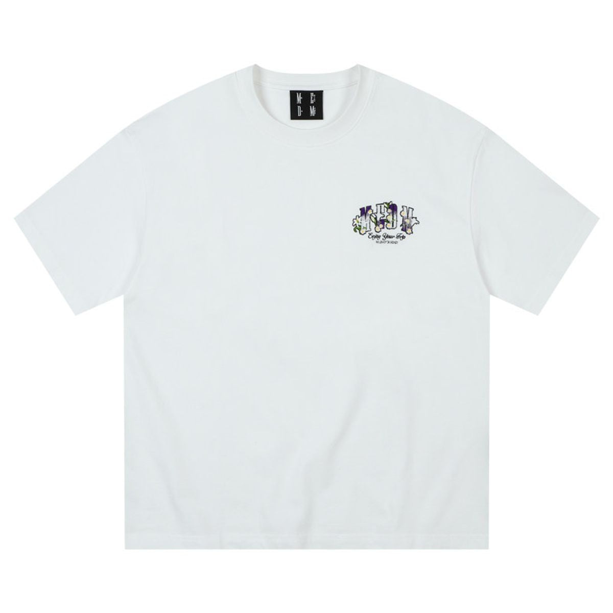MEDM Floral Chenille Logo T Shirt in White