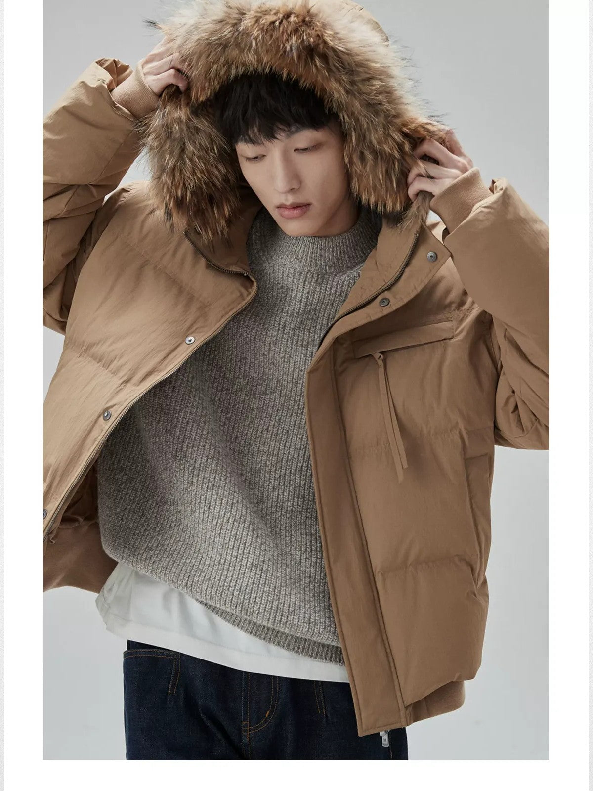 NANS Heavyweight Oversized Merino Crewneck in Gray - On Model