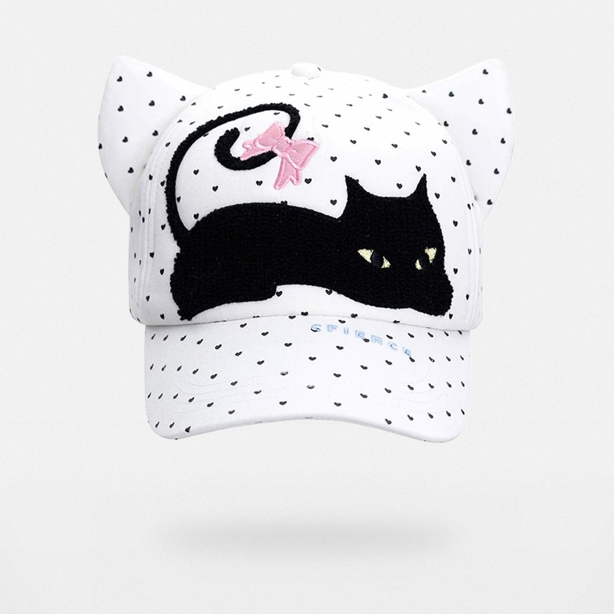 CFIERCE Embroidered Cat Ear Baseball Cap in White