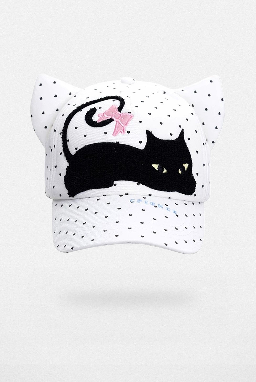 CFIERCE Embroidered Cat Ear Baseball Cap in White