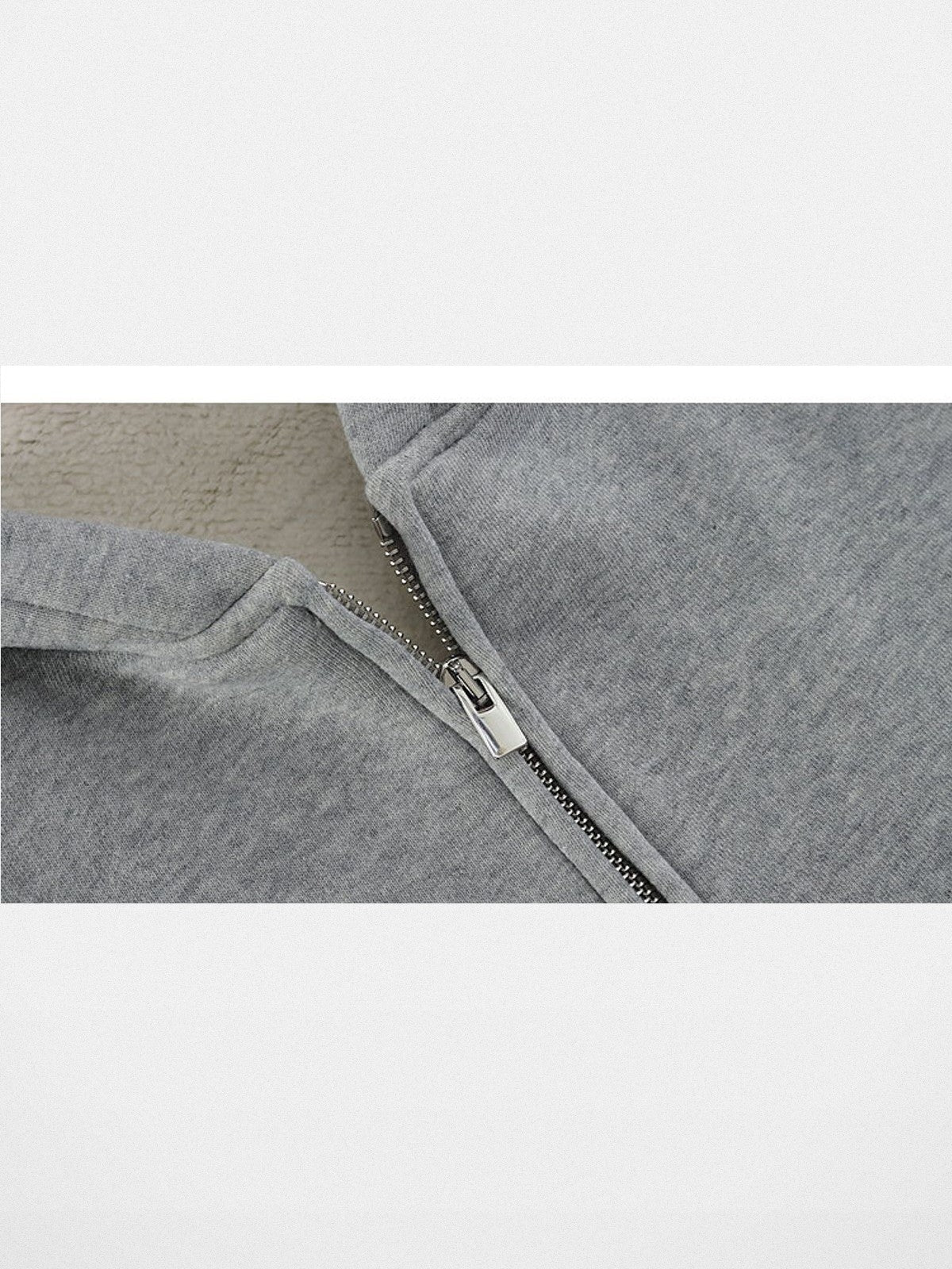FaxCopyExpress Heavyweight Terry Zip Up Hoodie in Gray - Detail