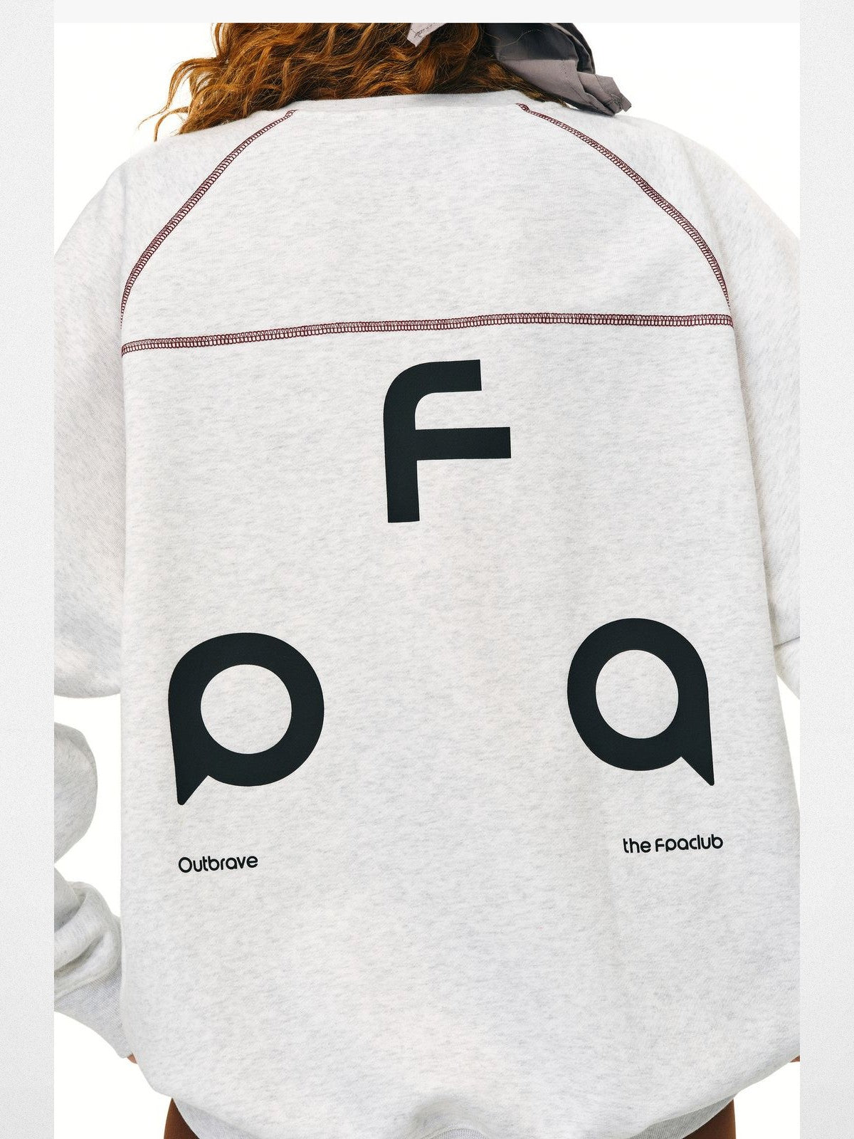 FPA Contrast Stitch Thermal Sweatshirt in Gray - On Model