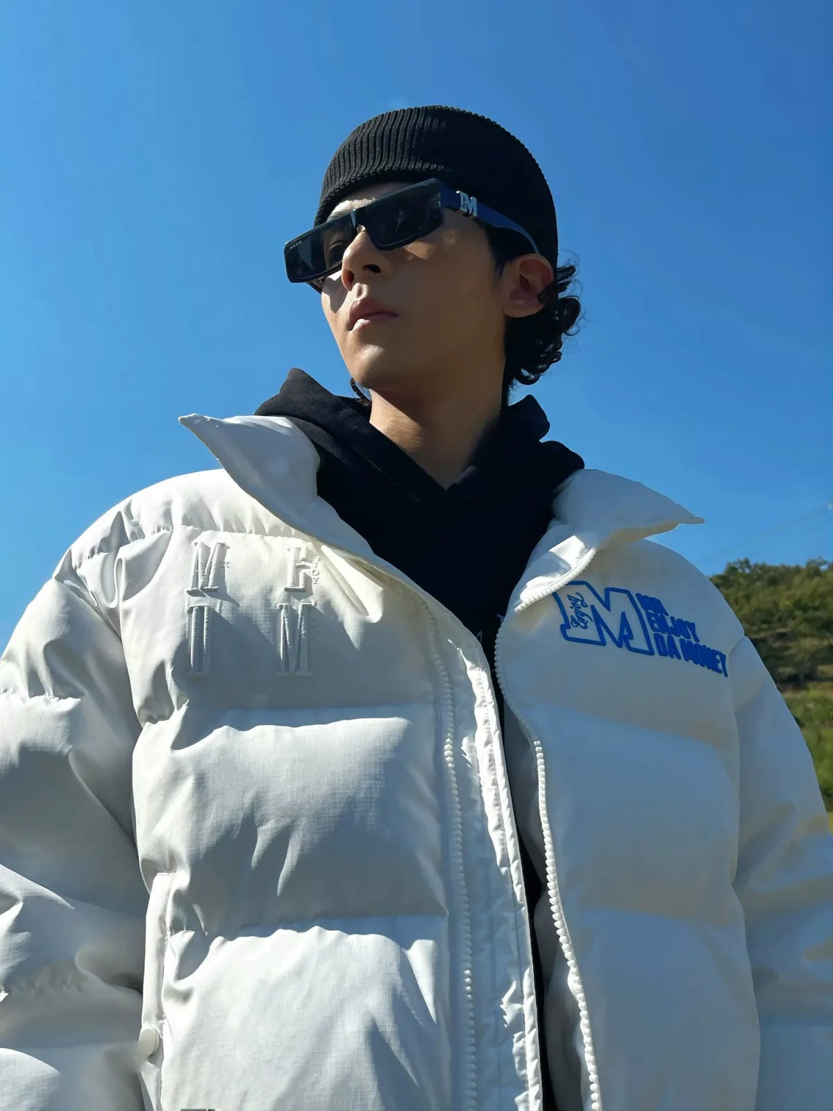 MEDM Embroidered Down Puffer Jacket in White