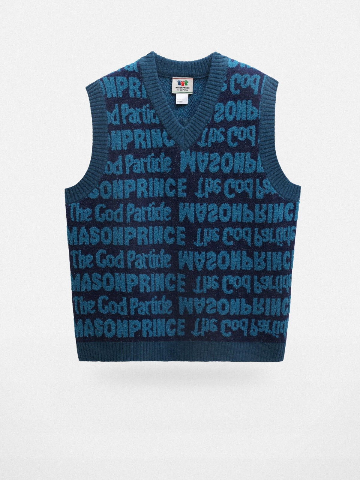 MASONPRINCE Embossed Pattern Wool Blend Vest in Navy Blue #color_navy-blue