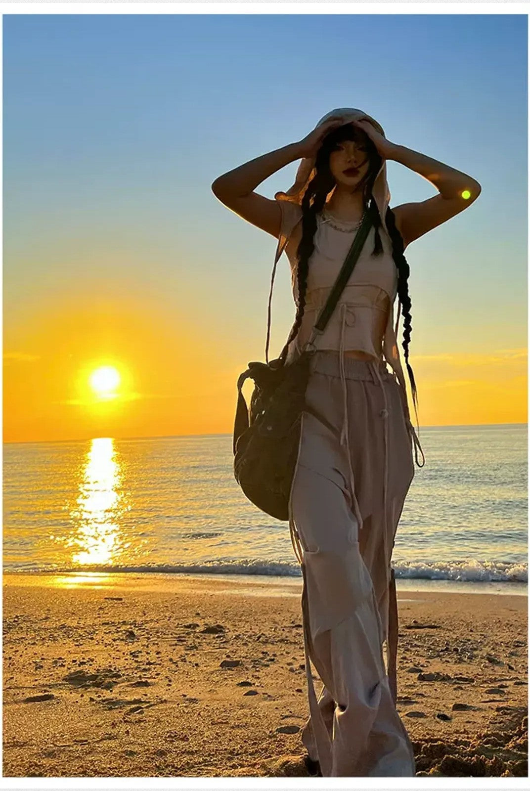 LOSTCTRL Ruched Panel Pants in Gray