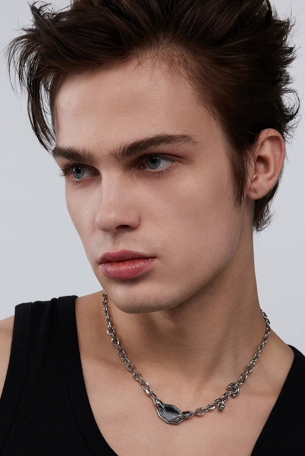 BLACKHEAD Panic Mirror Pendant Necklace in Silver - On Model