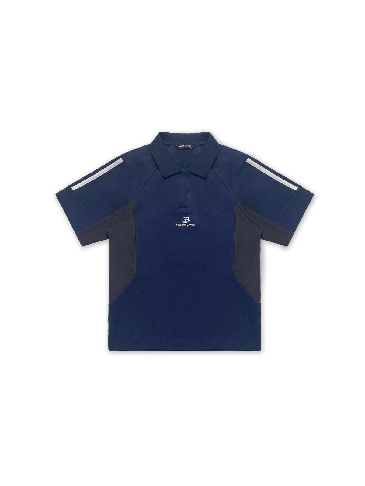 MasonPrince Contrast Panel Knit Polo in Navy Blue