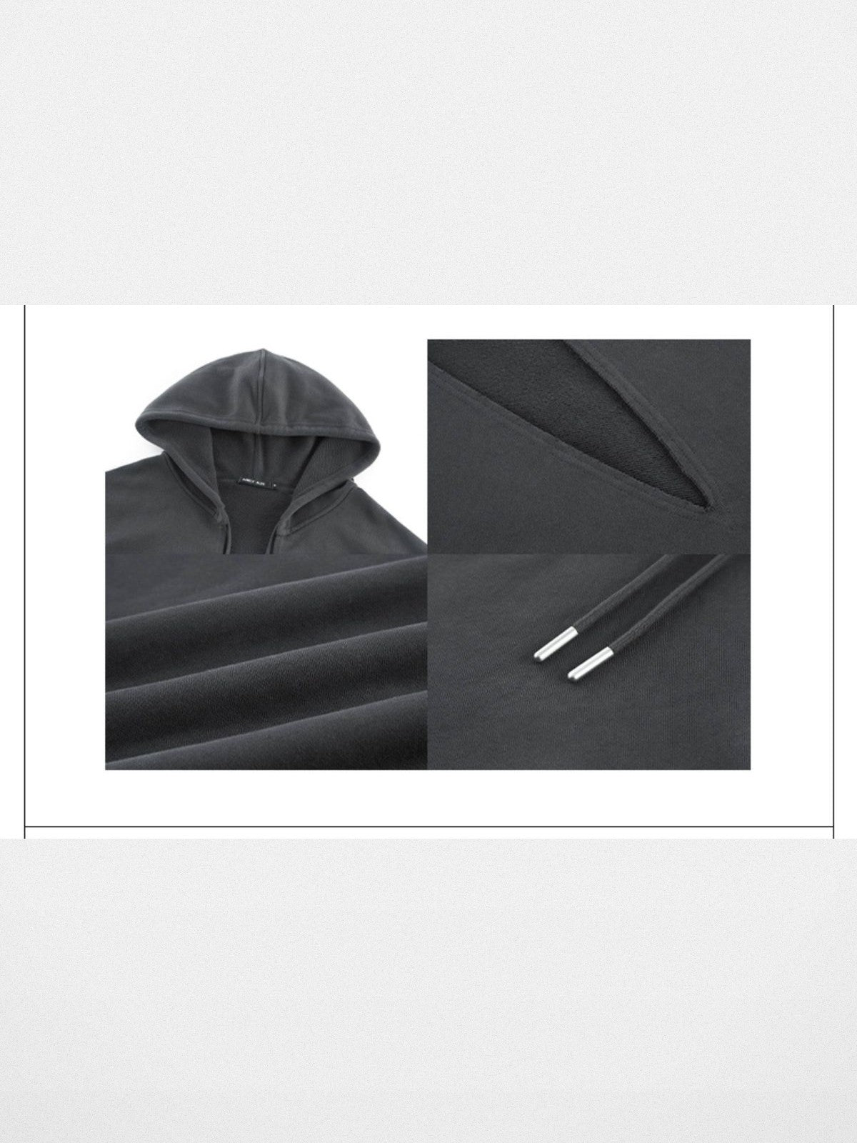 RARELY ALIKE Deep V Neck Cropped Hoodie in Gray - Detail