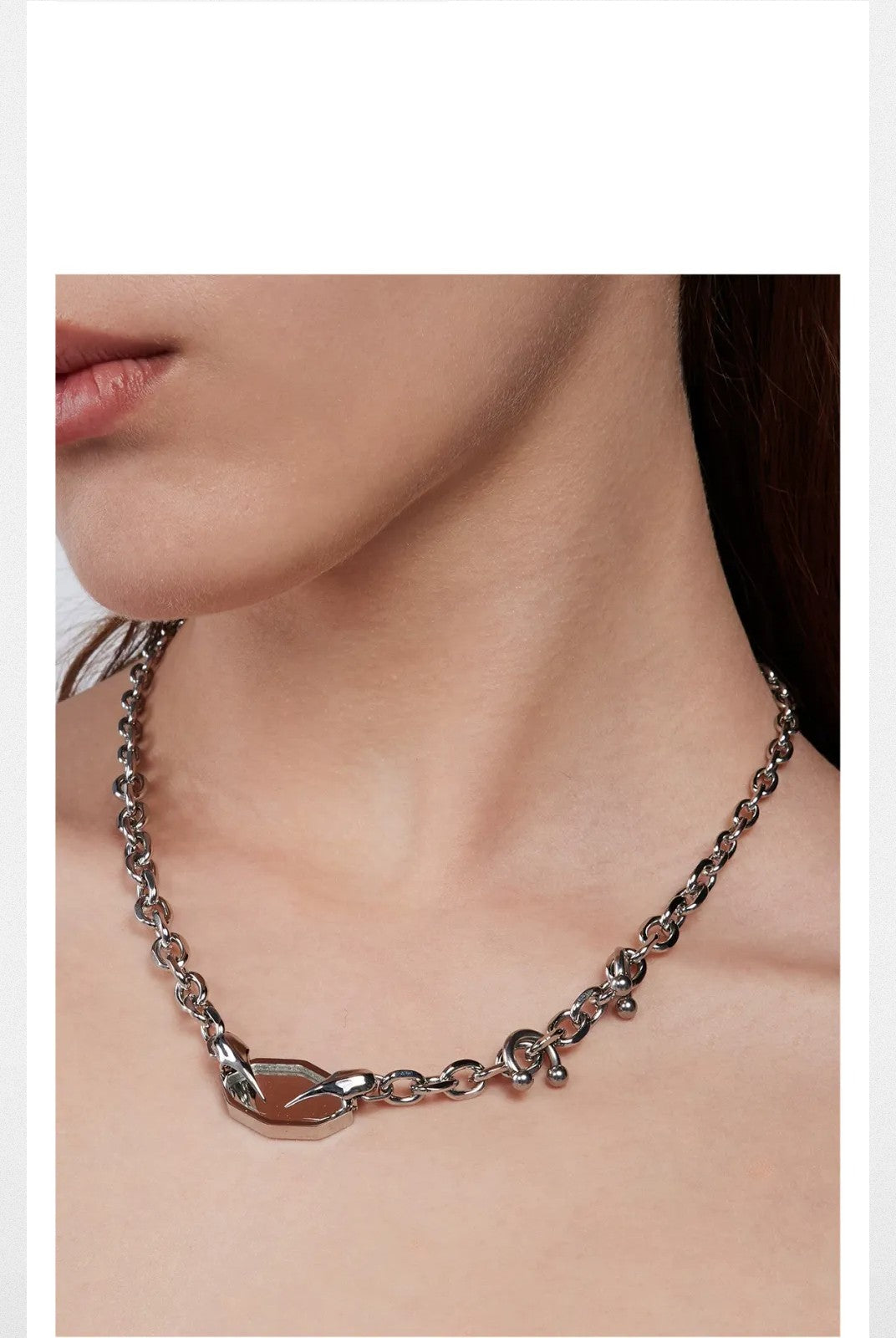 BLACKHEAD Panic Mirror Pendant Necklace in Silver - On Model