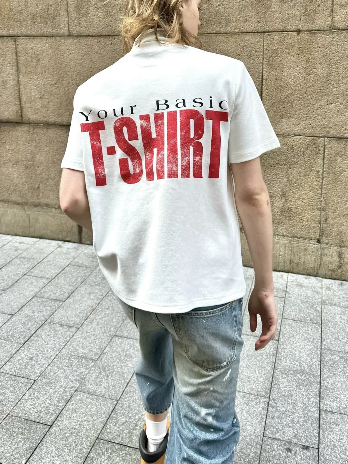 VLABMADE Heavyweight Distressed Print Pocket Tee in White