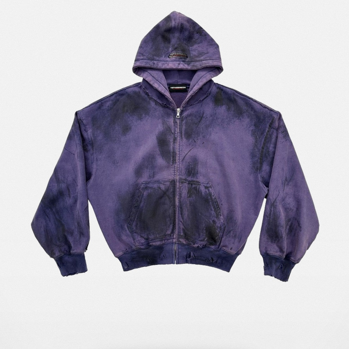 UNKNOWNWORLD Mud Dyed Zip Up Hoodie in Purple