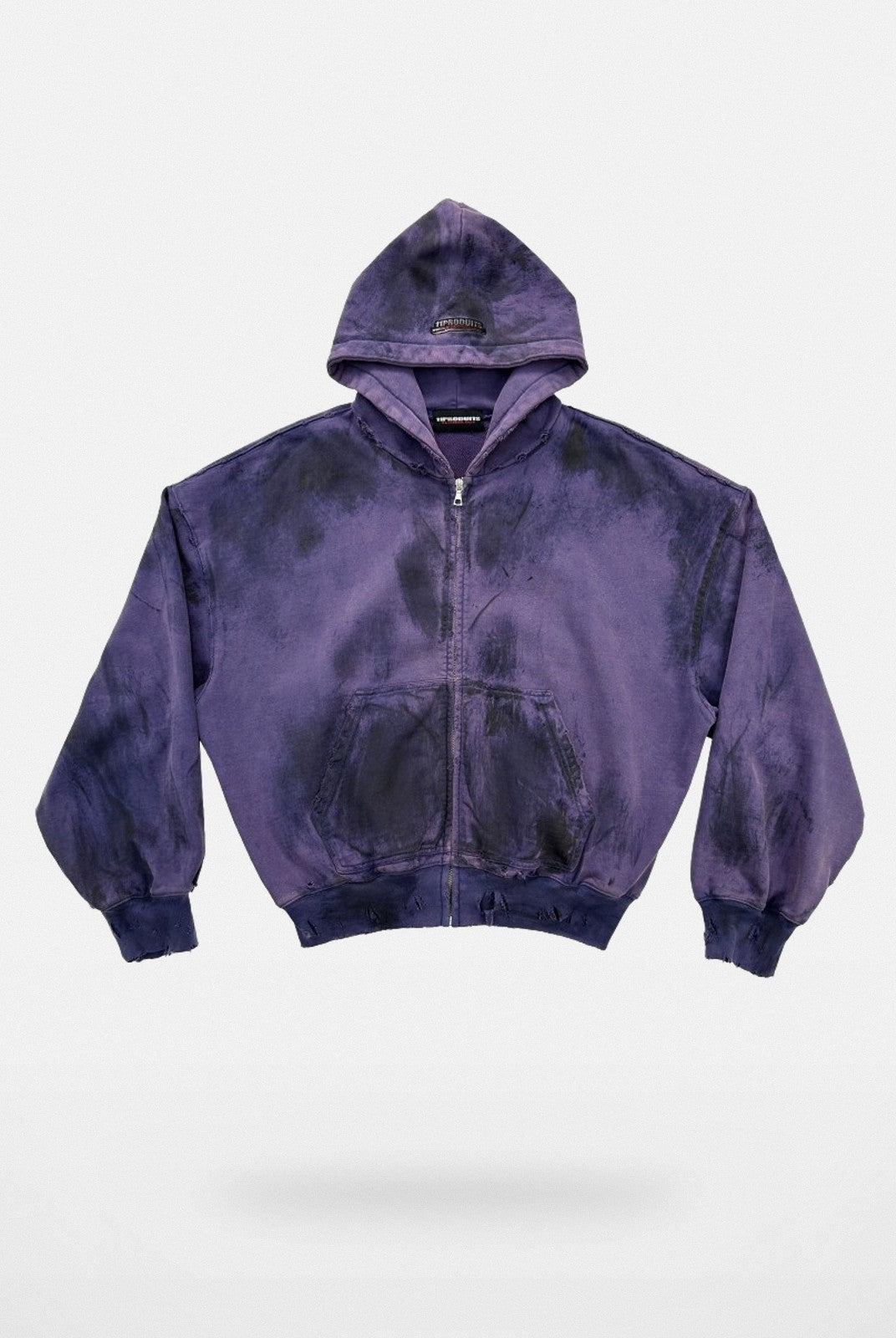 UNKNOWNWORLD Mud Dyed Zip Up Hoodie in Purple