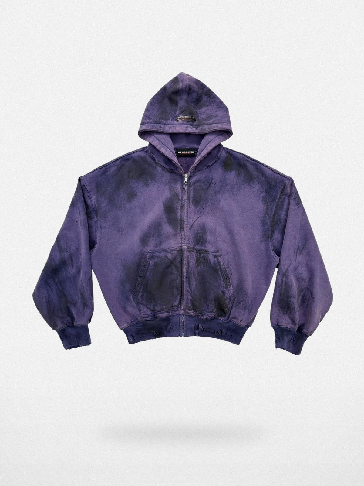 UNKNOWNWORLD Mud Dyed Zip Up Hoodie in Purple