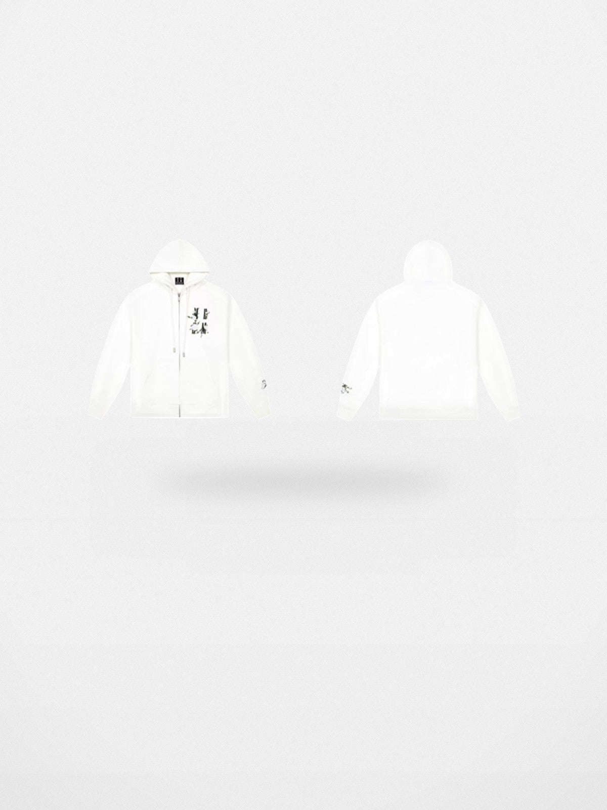 MEDM Camellia Embroidered Zip Hoodie in White