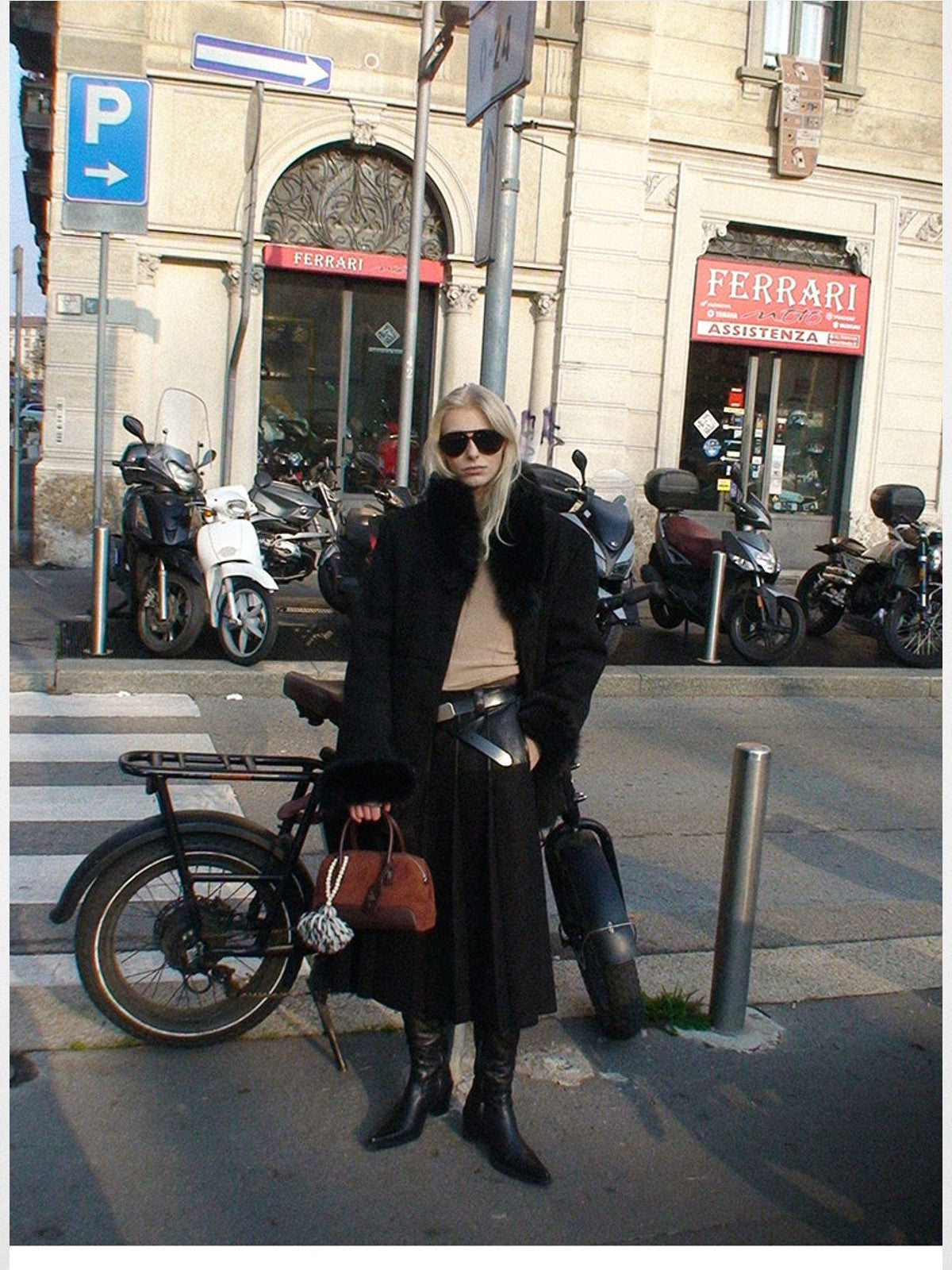 ACSENSE STUDIO Faux Suede Jacket with Faux Fur Collar in Black - On Model