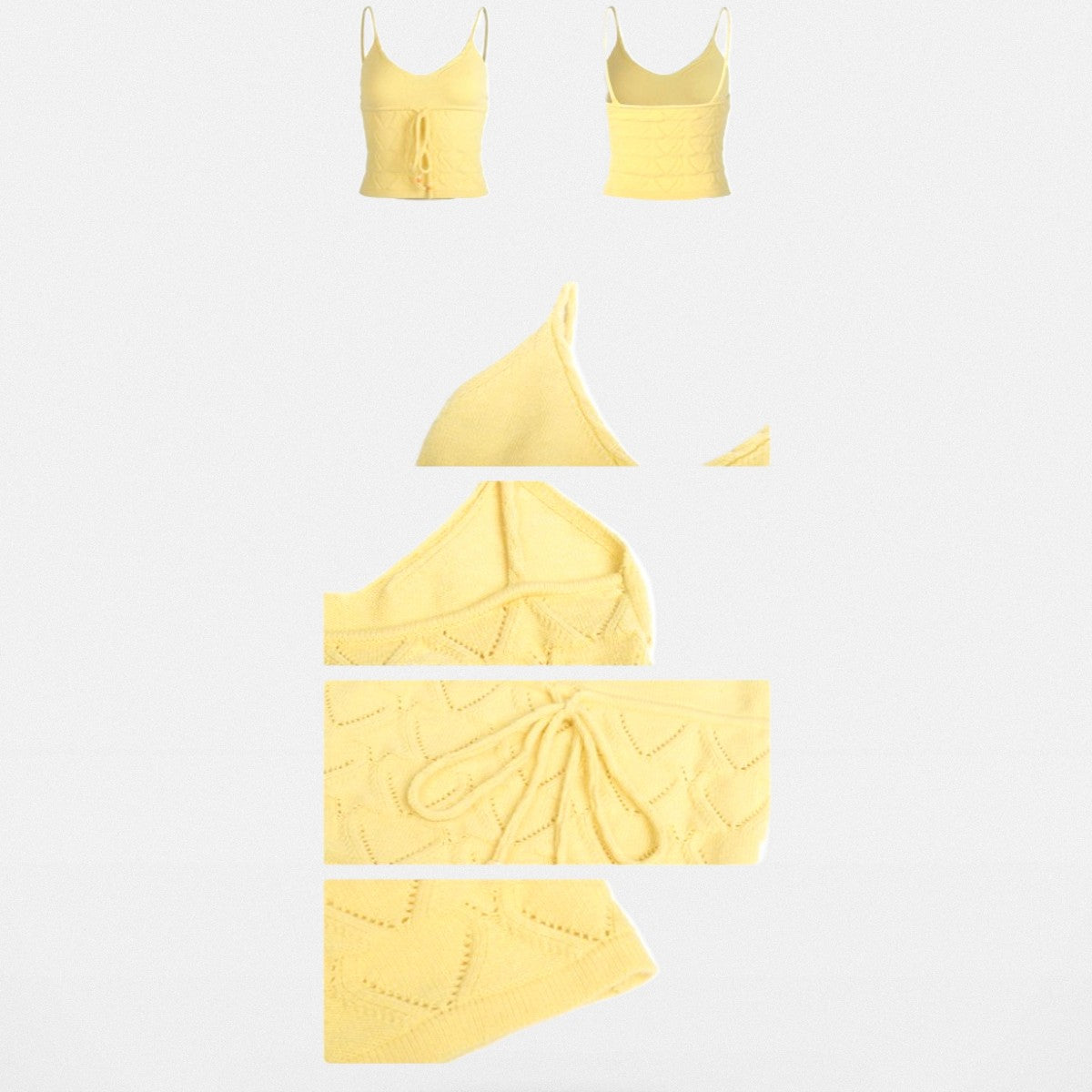 BeerBro Hand Twisted Rope Knit Camisole in Yellow - Detail