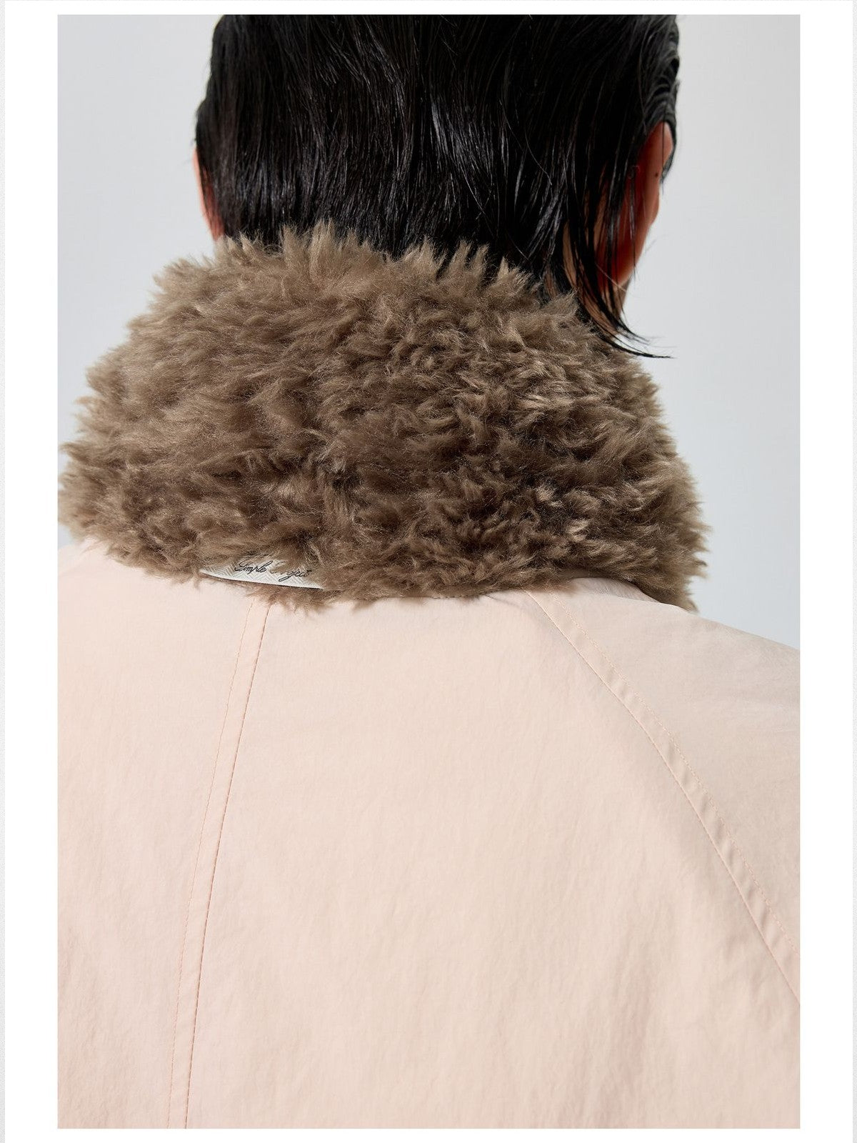 Simple Project Faux Fur Shawl Collar Padded Jacket in Pink - Detail