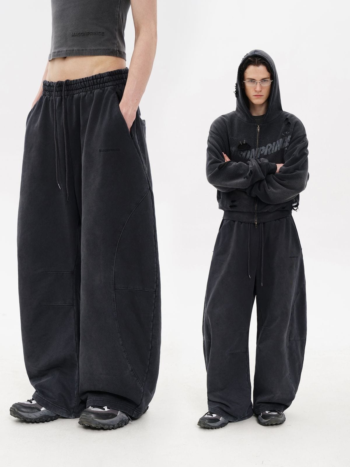 MasonPrince Double Layer Paint Font Top in 小版 - On Model