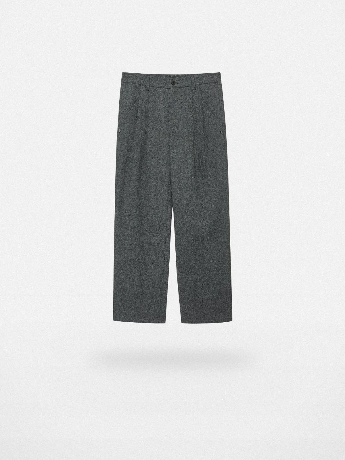 NANS Double Pleated Wool Blend Trousers in Gray