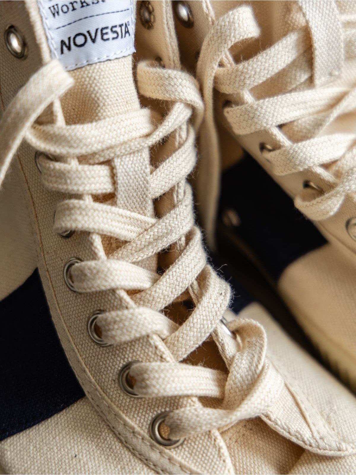 Soda Vulcanized Canvas Hiker Sneakers in Cream - Detail