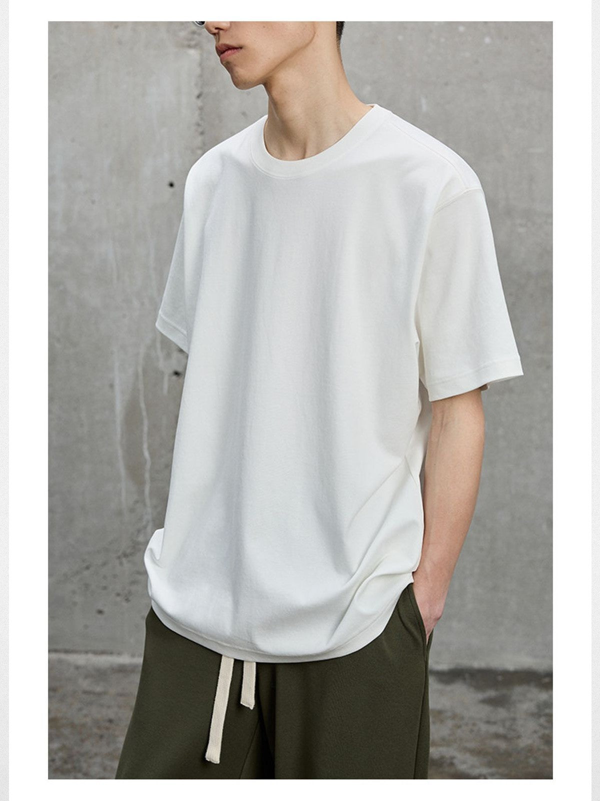 NANS Long Staple Cotton Long Sleeve T Shirt in White - On Model