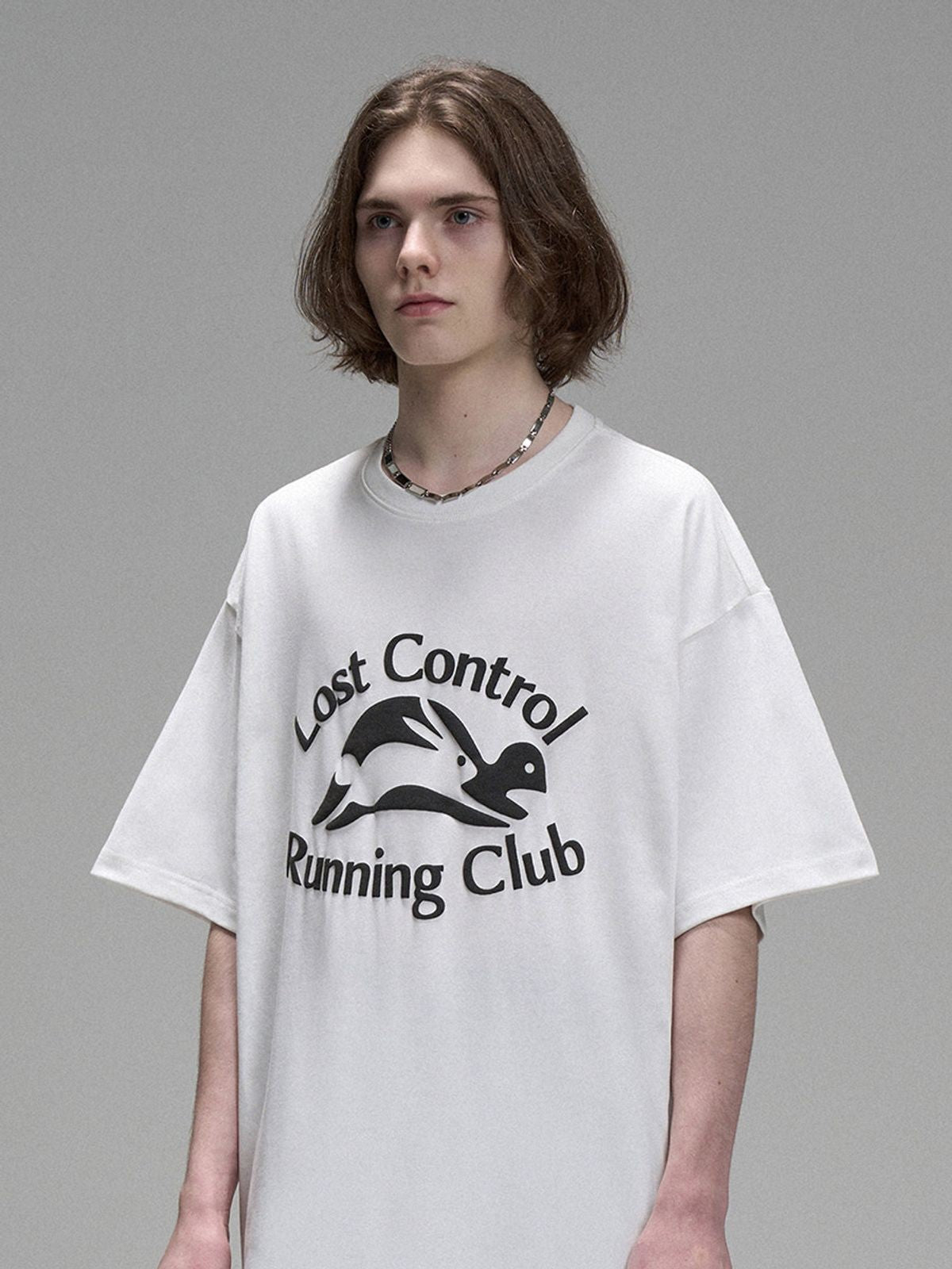 LOSTCTRL Tortoise Hare Heavyweight T Shirt in White - On Model