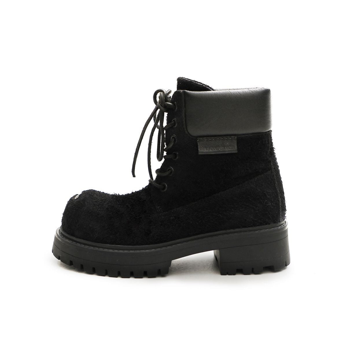 MasonPrince Washed Suede Platform Work Boots in Black