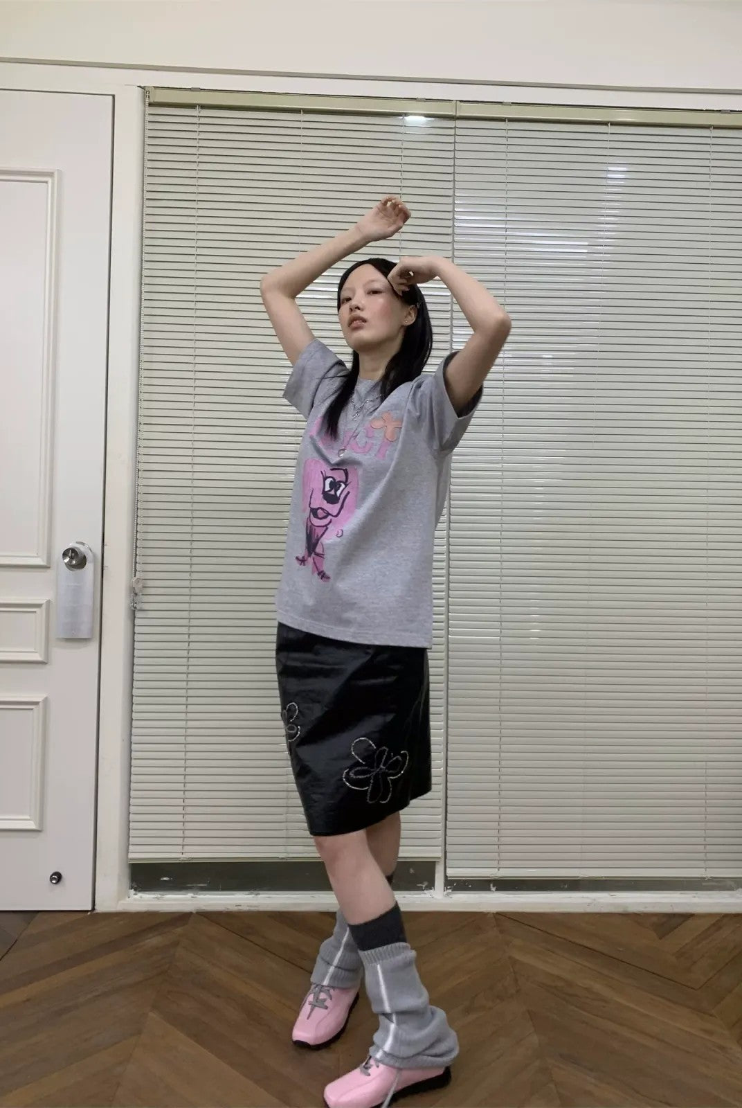 NeverSeez Beaded Floral Embroidered Coated Skirt in Black